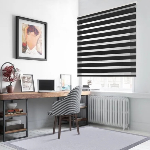 Persiana Enrollable Cortina Roller Duo De Cebra Enrollable Negro 180x180cm