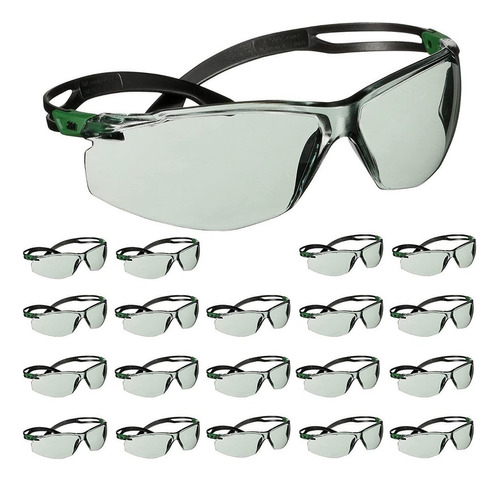 20 Lentes Seguridad 3m Securefit Sf517af-grn Ir 1.7 Neg/vrde Cristal Verde Oscuro