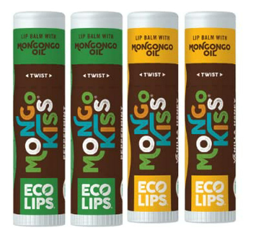 Labios Eco Mongo Beso De Labios Paquete De 4 Balm- Vainilla 