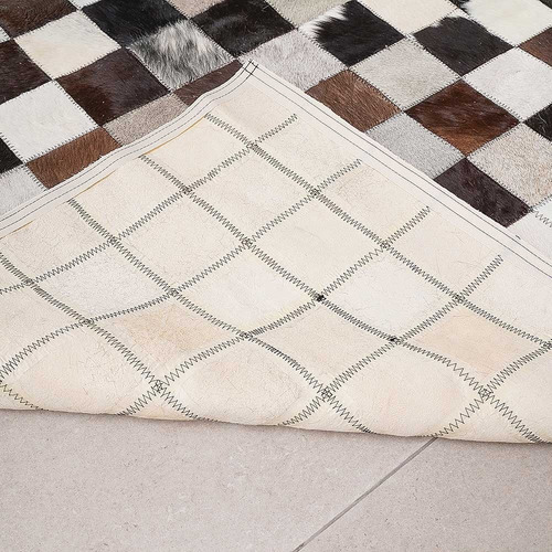 Alfombra Patchwork De Cuero Vacuno, Modelo Mix 1,50 X 2,10 M Color Negro Diseño De La Tela Cuadros