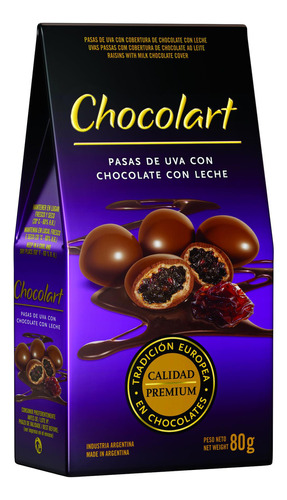 Chocolart Pasas De Uva Con Chocolate Con Leche 80g