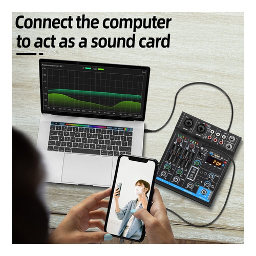 Mini Mezclador Bluetooth De 4 Canales, Tarjeta De Sonido Dj