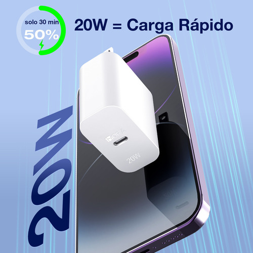 Cargador Tipo C Adaptador Carga Rapida 20w Blanco