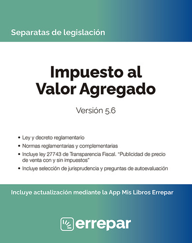 Separata Impuesto Al Valor Agregado 5.6: Versión 5.6, De Aa.vv. Separatas Editorial Errepar, Edición 5.6 En Español, 2025