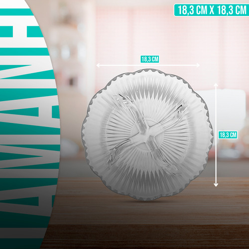 Petisqueira Vidro Grande 4 Divisórias 20 Cm Tabua Frios Cor Transparente