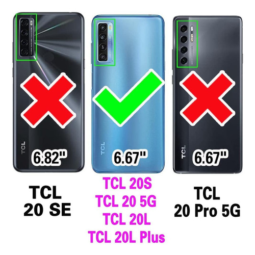 Funda Tipo Cartera Para Tcl 20s/20 5g/20l/20l+ Plus Y Temper