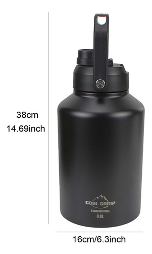 Botella De Agua Aislada De Un Galón, Jarra De Negro 3.8l