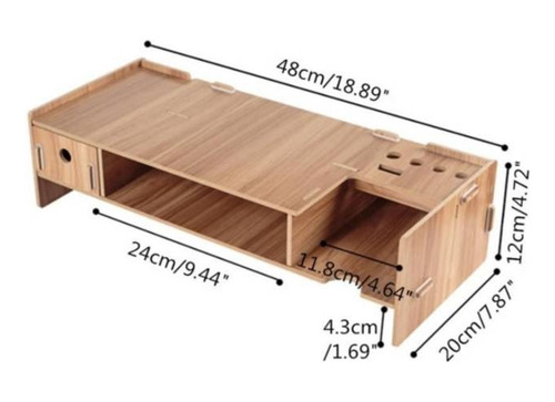 Soporte De Monitor Elevador Madera Armable Organizador Mesa