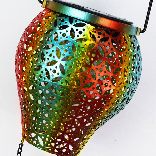 (01-a)solar Lamp Durable Rustproof Hollow Lantern Light Gard