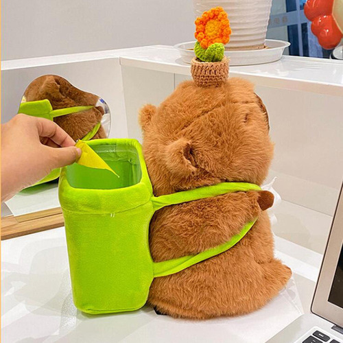 Caixa De Lenços De Pelúcia Para Carro Capivara, Cubo