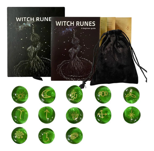 Set De 13 Runas De Brujas Set De Piedras Rúnicas Lib. -