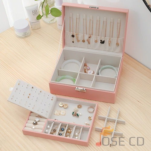 Imagen 4 de 7 de Maletin Joyero 2 Niveles, Organizador Joyas Moda De Cuero