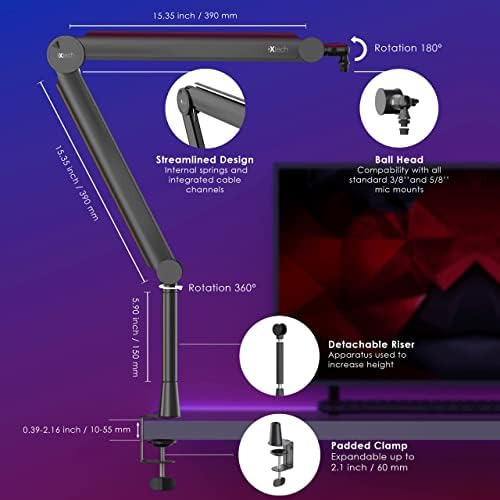 Ixtech Mic Arm Premium Boom Arm Brazo De Micrófono Giratorio