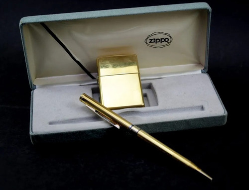 Conjunto Zippo Caneta E Isqueiro Solid Brass (Usado)