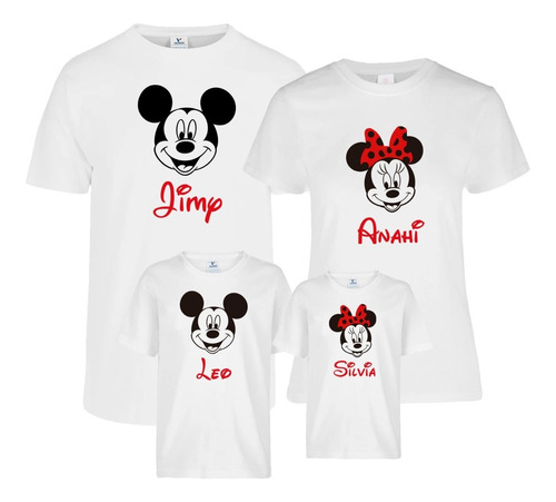 Combo Playera 4pz Familiar Personalizada Vinil Textil Mickey