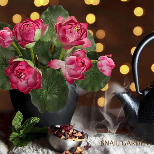 Snail Garden 2 Ramos De Flores De Loto Artificiales, Flor De