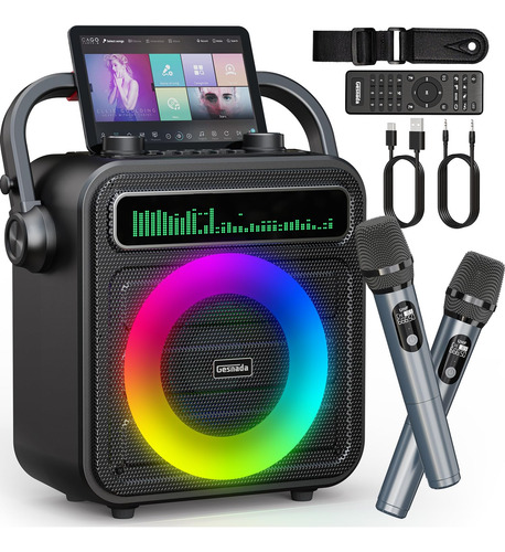 Karaoke Machine Gesnada With 2 Wireless Microphones Bluetoot