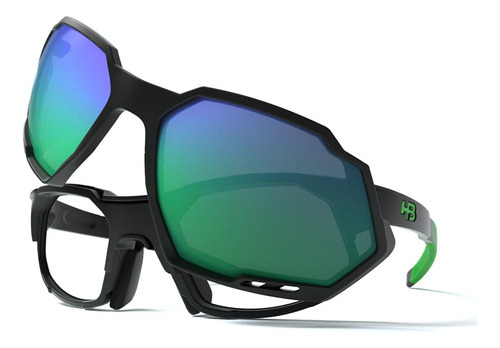 Óculos De Grau Hb Rush Clip On Matte Black/green Chrome