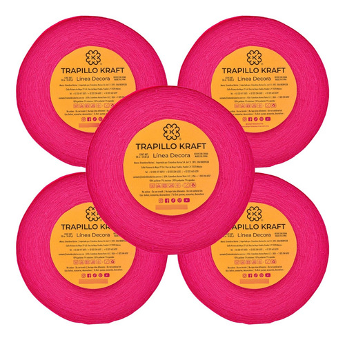 Trapillo Poliester Paq De 5 Rollos De 50 Mts C/u E. Erika 23 Fucsia