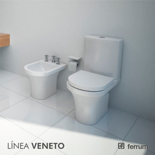 Imagen 2 de 10 de Juego Inodoro Ferrum Veneto Deposito Dual Bide Caida Suave