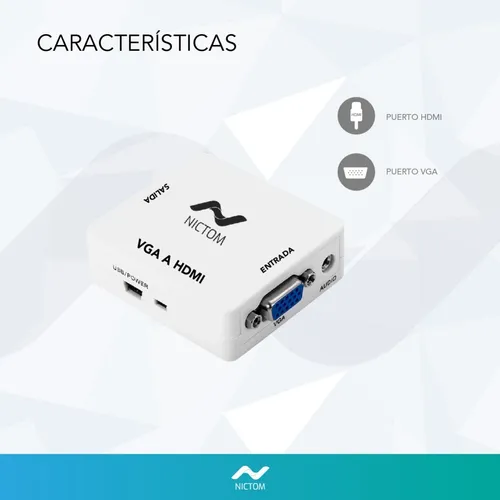 Conversor Adaptador Vga A Hdmi Nictom Activo