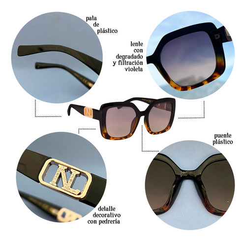 Lentes De Sol Nicole Lee Modelo Salma Para Dama Fw23 Color De La Lente Leopardo