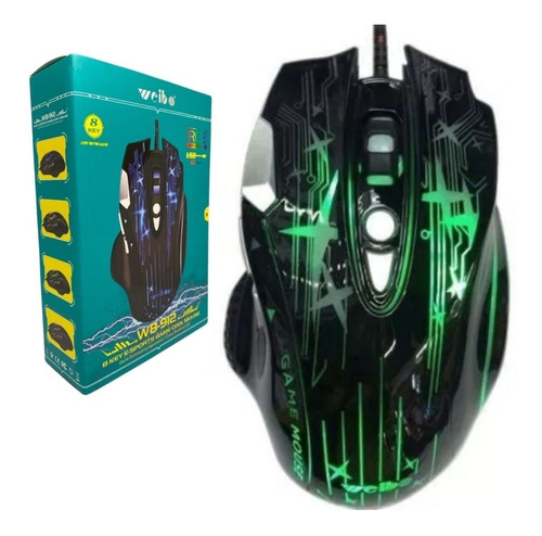 Mouse Rgb Óptico Luces Led Alámbrico Usb Wb-912 8 Botones