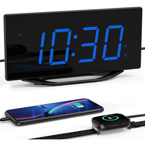 Reloj Despertador Digital Para Dormitorio Mesita Noche Doble
