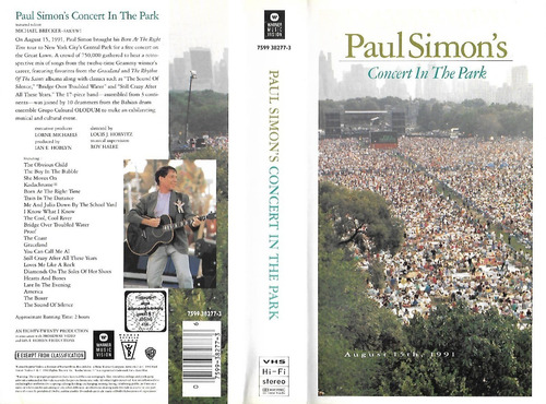Paul Simon's Concert In The Park Vhs Original