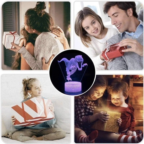 Lampara 3d Led Acrilico Holograma Dinosaurios Luz Nocturna