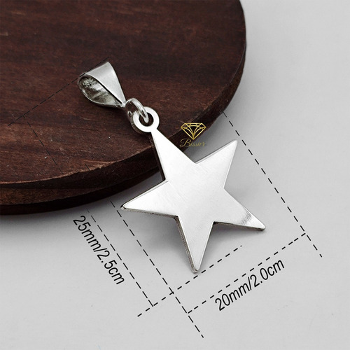 Collar Estrella Lisa De 5 Picos En Plata Ley 925 Color Plateado