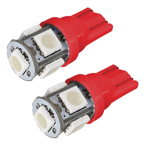 Kit 2 Led T10 W5w 5 Led Lampara Posicion Rojo 12v Piojitos