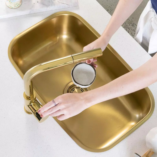 Cuba De Cozinha Inox Retangular 59x37 Cm Miura Dourada Fosca