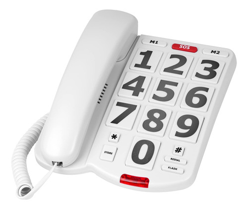 Teléfono Con Cable, Llave Grande, Tono Ajustable Y Volumen A Color