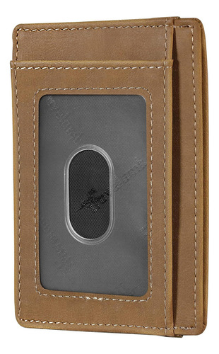 Travelambo Slim Wallet Bolsillo Frontal Cuero Minimalista Bl