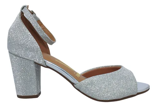 Sandalia Feminina Vizzano Salto Grosso Medio Glitter 6262406