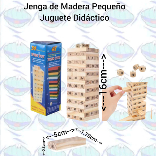 Jenga De Madera 54 Piezas Juguete Didáctico / Juego Mesa 