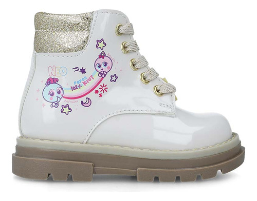 Botas Distroller Niña Charol Zapato Hueso Con Agujetas (13.0