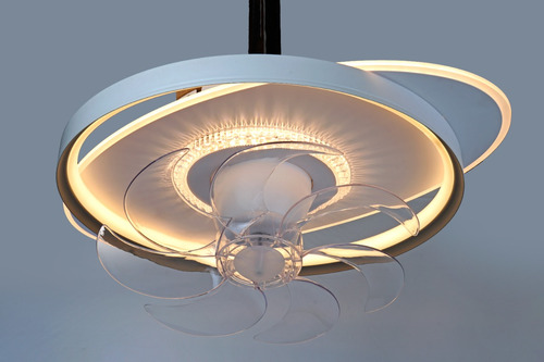 Lampara Ventilador De Techo Aspas Ocultas Iluminacion 29324 40 Cm 60 Hz Blanco Trasparente Plástico 7