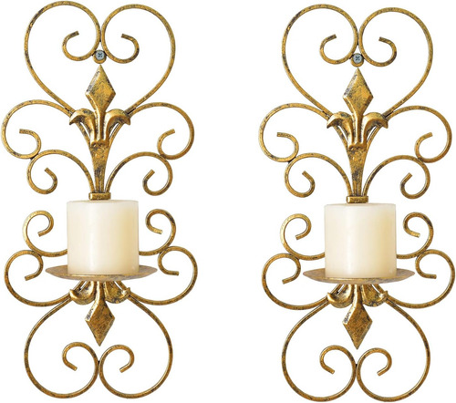 Juego De 2 Candelabros De Pared Juwisconsin, Portavelas De M