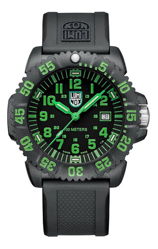 Reloj De Pulsera Luminox Para Hombre Negro X2.2067 Bisel Verde
