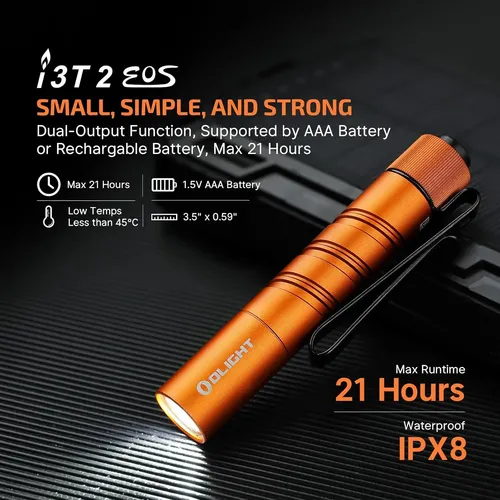 Olight I3t 2 Eos Pocket Edc Flashlight, 200 Lumens Compact B