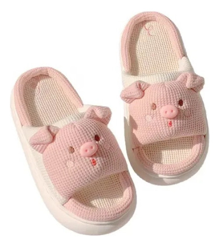 New Pantuflas Dama Bonita Forma De Cerdito De Lino Con 2023