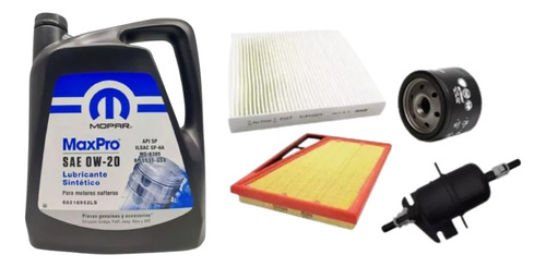 Kit 4 Filtros + Aceite Sintetico 0w20 Mopar Maxpro 4l. Crono