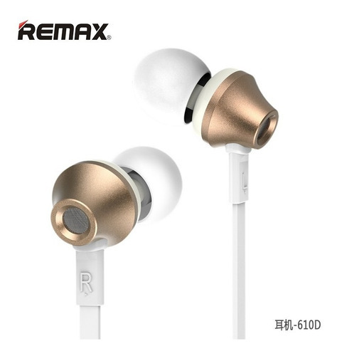 Audifonos Manos Libres Micrófono Hd Metalicos Remax Rm-610d Color Dorado