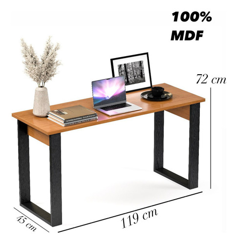 Mesa Escrivaninha Escritório Estudo Apoio Para Computador Em Madeira Estilo Industrial 120cm Web Home Móveis