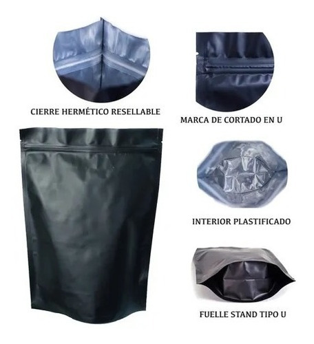 Bolsas Stand Up Pouch Negras 4 Oz