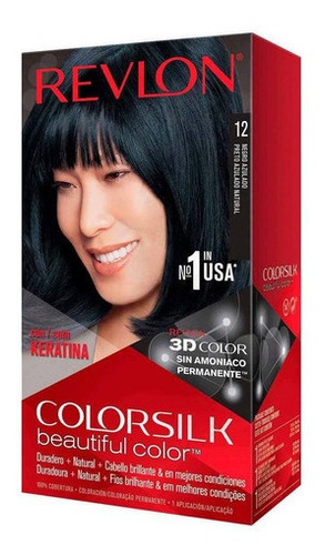 Kit Tinte Revlon  Colorsilk beautiful color™ tono 12 negro azulado para cabello