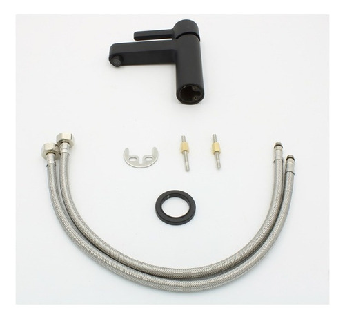 Monomando Lavabo U Ovalin Baño Acero 304 Corto Negro Mate