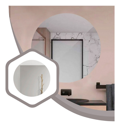 Espejo Redondo 80 Cm Decorativo Baño Living De Pared Grande Borde Pulido